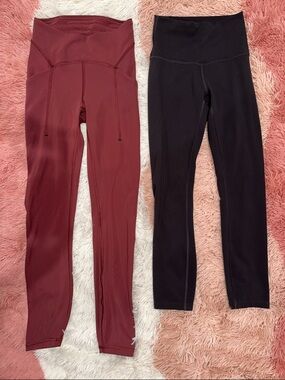 lululemon athletica High-Waist Leggings in Burgundy and Black